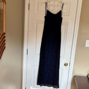 Rampage Long Evening Gown Size M | Sheer Black Floral Overlay Spaghetti Straps